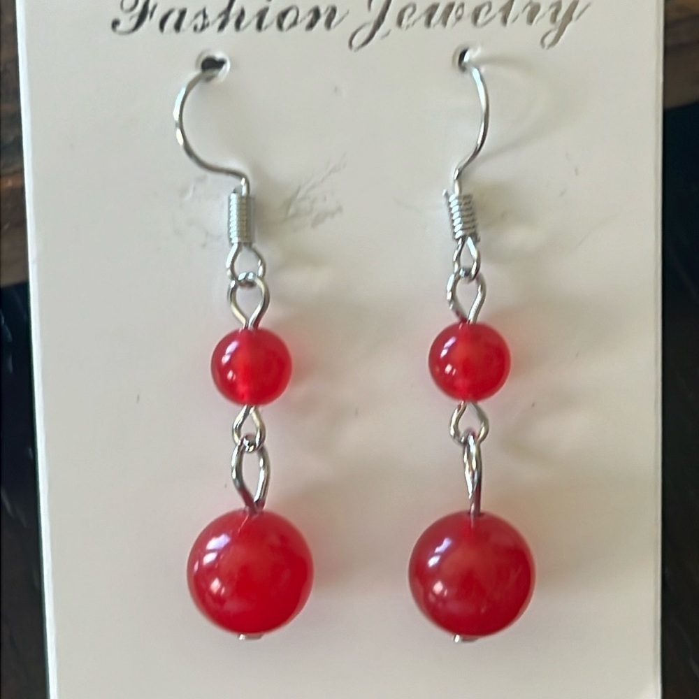 Natural polished stone earrings-NWT